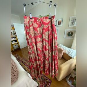 Lauren Ralph Lauren Red Floral Button-Front Maxi Skirt